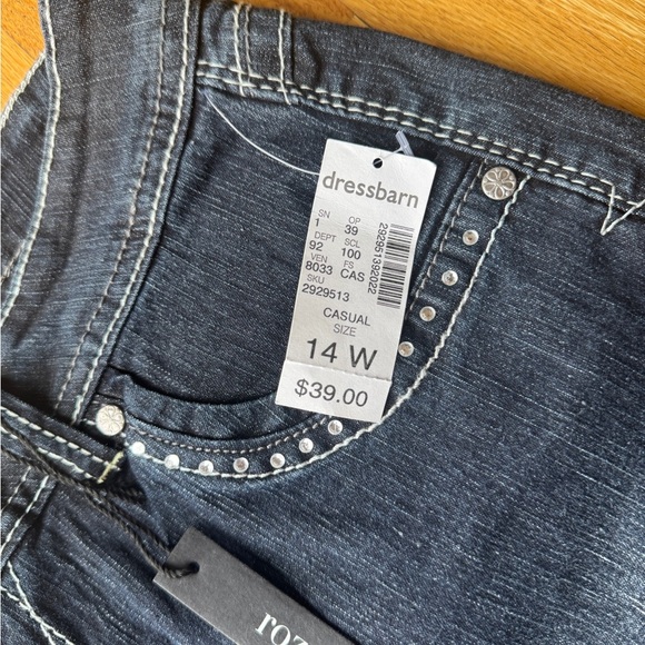 Jeans New roz&Ali Dark Blue Denim Jeans suze 14W - Picture 3 of 10